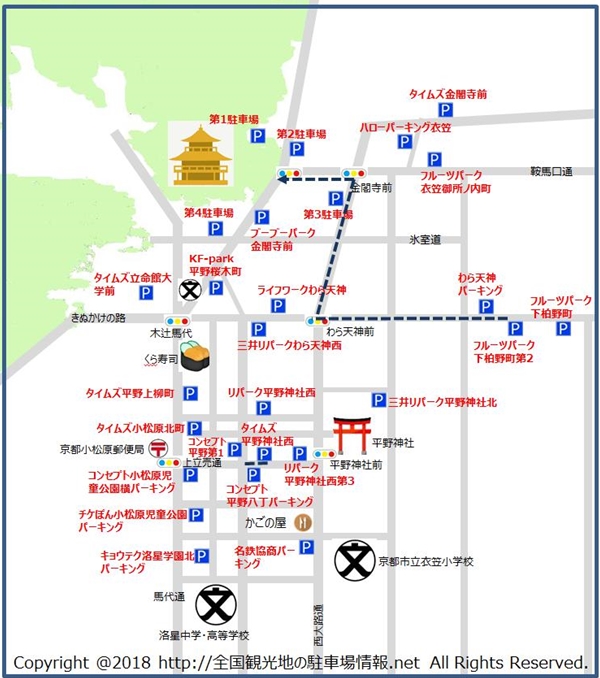 フルーツパーク下柏野町第2から金閣寺までのルート