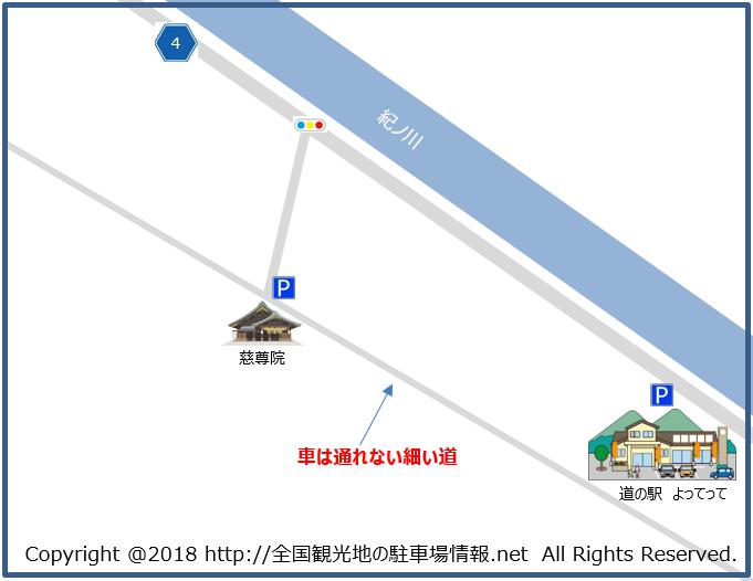 慈尊院周辺にある駐車場の位置